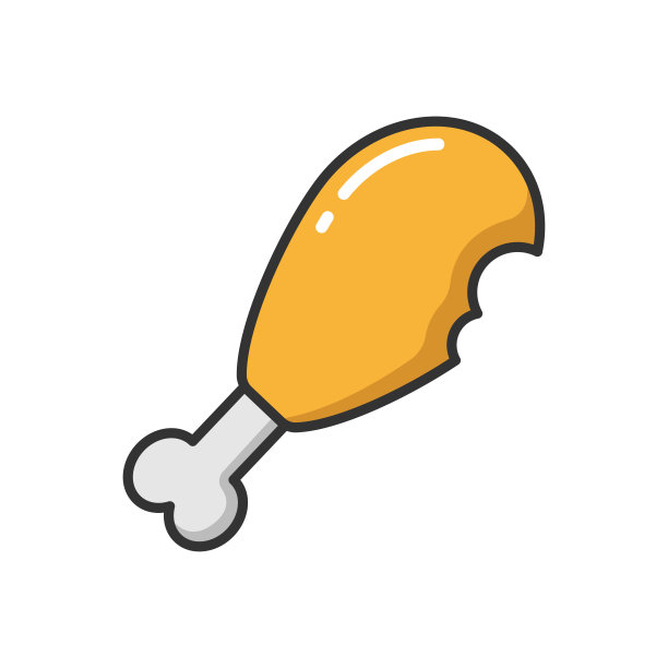 鸡肉图标矢量设计模板在白色背景图片下载