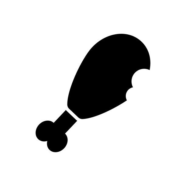 鸡肉图标矢量设计模板在白色背景图片下载