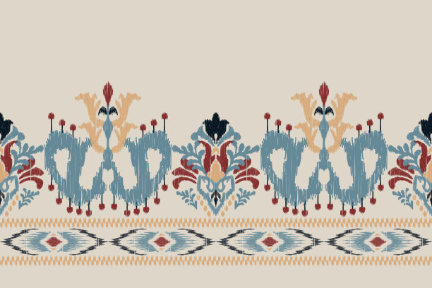 伊卡特花涡纹刺绣图片下载