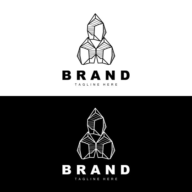 石材标志，宝石线石材设计，钻石，水晶，简单优雅，产品品牌矢量，天然石材图标图片下载