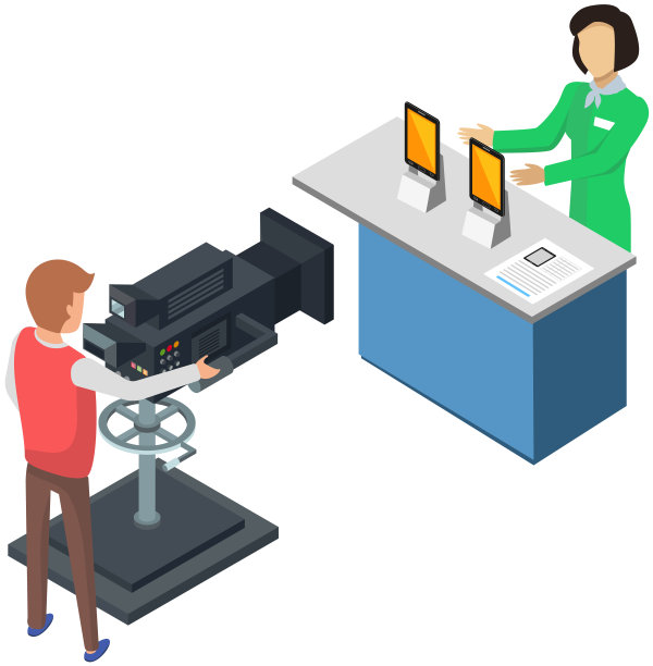 展览现代科技博客。妇女在录制视频的同时进行新产品的演示图片下载