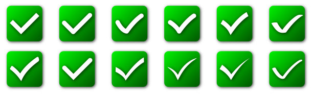 一组复选标记按钮。矢量批准的图标与阴影图片下载