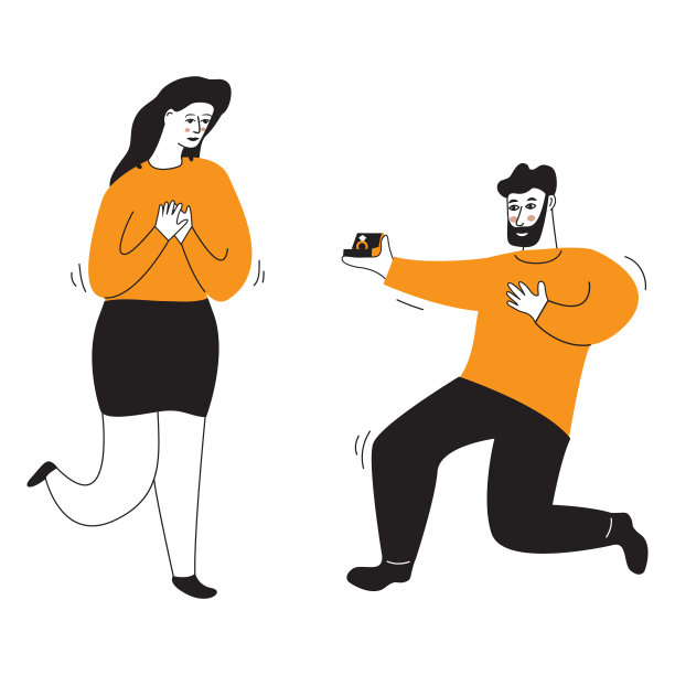 男子向女友求婚。浪漫的男人是拿着钻戒跪在地上。图片下载