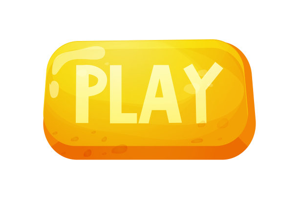 在白色背景上孤立的滑稽卡通风格的播放或启动按钮。游戏菜单，界面设计。ui的资产。矢量图图片下载