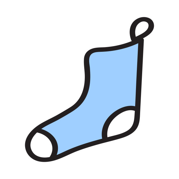 白色背景上的蓝色圣诞袜子涂鸦图片下载