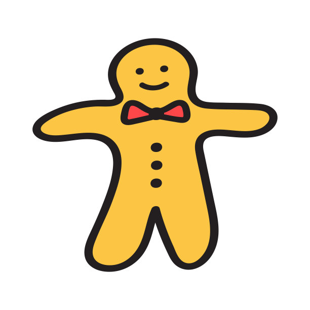 白色涂鸦背景上的姜饼黄人图片下载