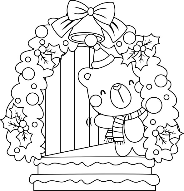 这只熊用黑白相间的祝福来庆祝圣诞节图片下载