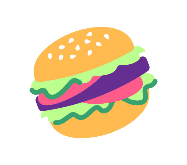 汉堡贴纸图标。矢量图图片下载