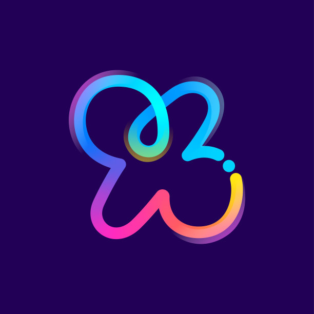 百分比标志标志，生动的梯度线与迷你杰克图标和彩虹闪闪发光。图片下载