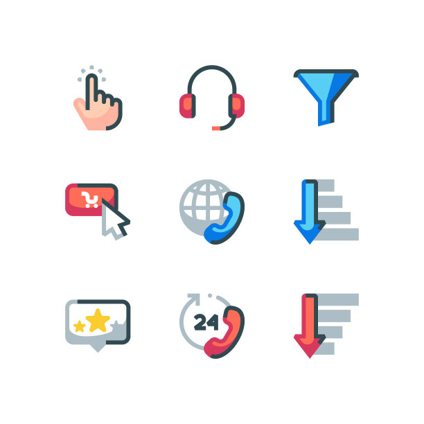 电子商务支持图标集图片下载