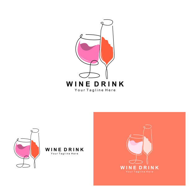 饮料酒标志设计，玻璃插图，酒精饮料瓶，公司产品矢量图片下载