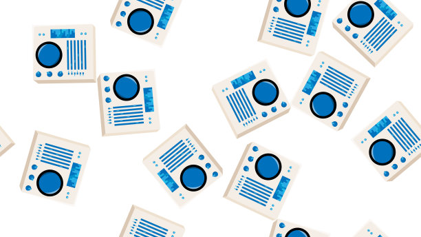 无缝模式无穷无尽的音乐音频dj控制台与黑胶旧复古复古潮人从70年代，80年代，90年代隔离在白色背景上。矢量图图片下载