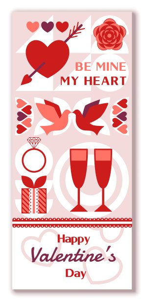 横幅情人节与垂直组成和文字的地方。图片下载