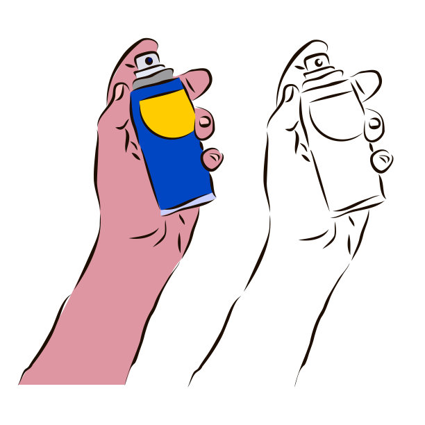 那只手拿着一罐油漆。图片下载