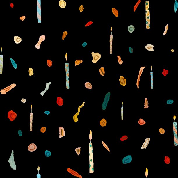 五彩纸屑生日可爱的黑色图案水彩图片下载