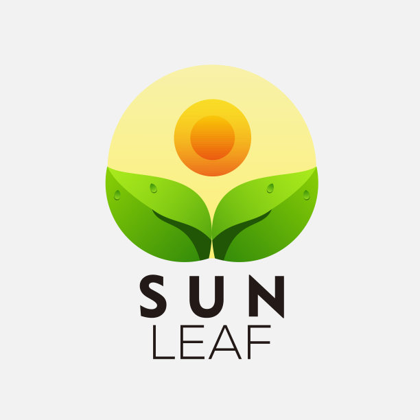 太阳叶设计渐变颜色图标图片下载