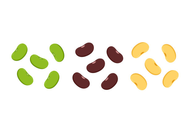 白底绿豆，芸豆和黄豆。图片下载