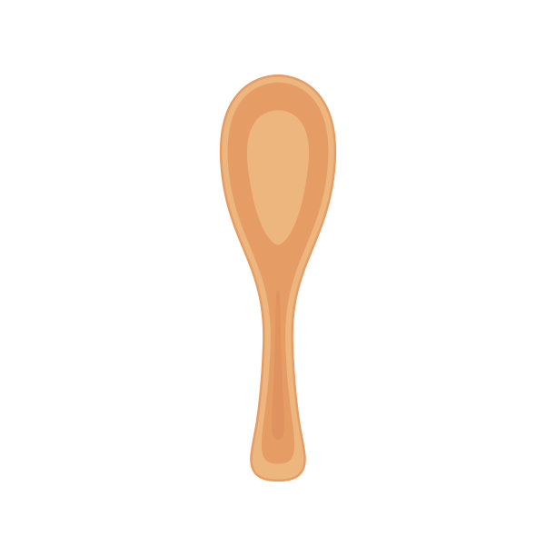勺子向量。白底木勺。图片下载