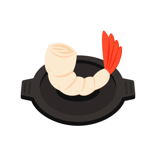 虾卡通矢量。平底矢量上的虾。虾标志设计。海鲜标志。图片下载