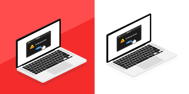 笔记本电脑屏幕上的错误消息。关键错误。系统失败窗口。图片下载