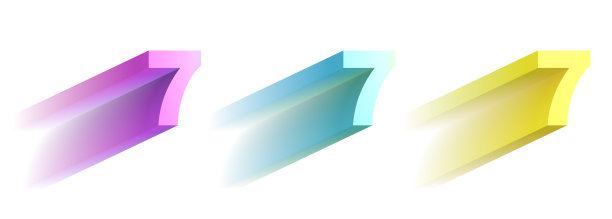 一组彩色3d数字，紫色，蓝色，黄色，数字7图片下载