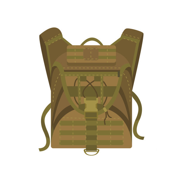 迷彩露营背包卡通插图图片下载