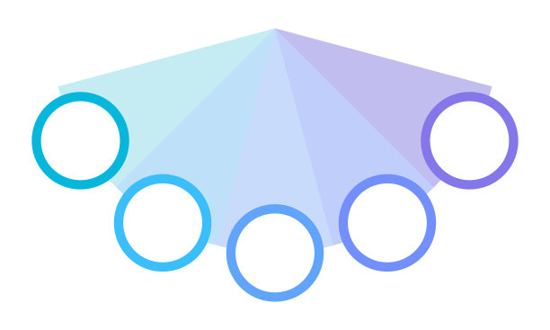 蓝色光谱梯度与圆形信息图表模板设计图片下载