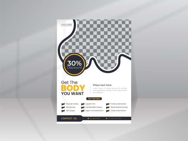 健身房和身体健身传单模板图片下载
