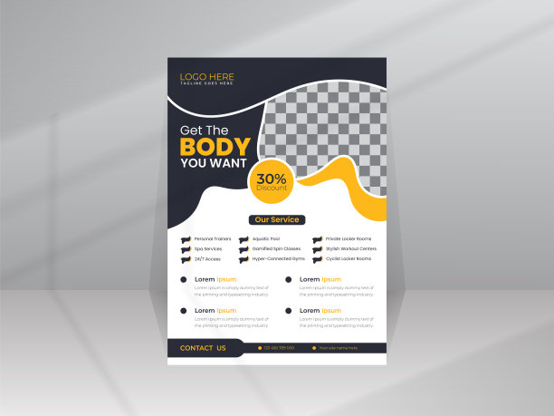 健身房和身体健身传单模板图片下载
