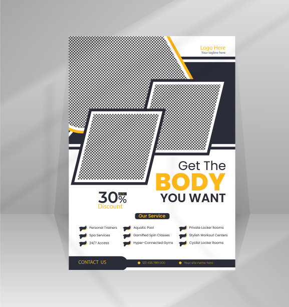 健身房和身体健身传单模板图片下载