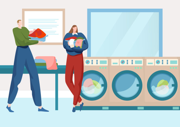 人们一起在公共洗衣店洗衣服图片下载