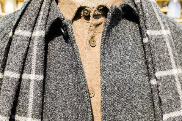 服装店模特身上的风衣和围嘴图片下载