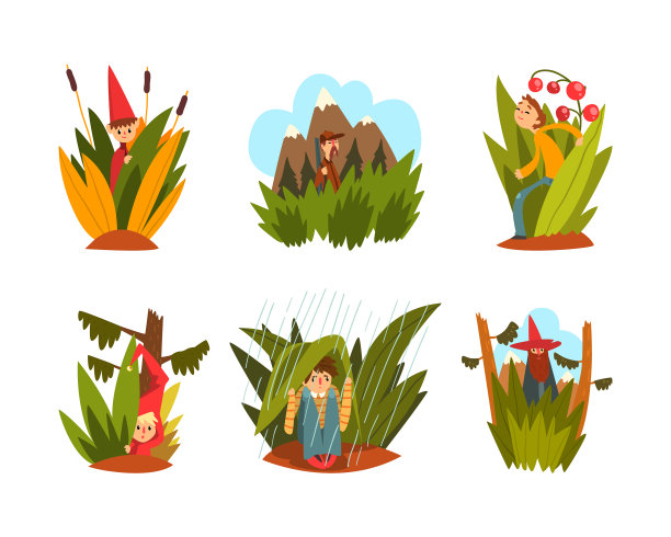 小仙人在高高的草丛中行走和躲藏图片下载