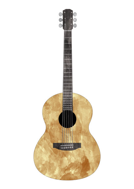 简单和时尚的现实水彩画的古典吉他。图片下载