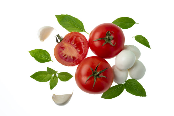 意大利卡普里沙拉配料番茄罗勒马苏里拉奶酪图片下载