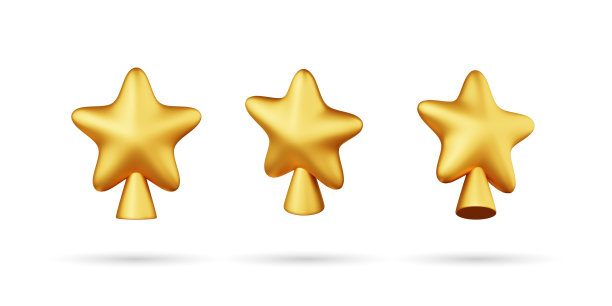 圣诞星装饰3d图标。白色背景隔离图片下载