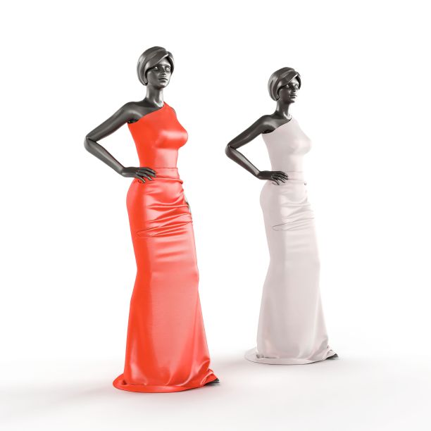 一个人体模型的插图，穿着孤立在白色背景上的连衣裙图片下载