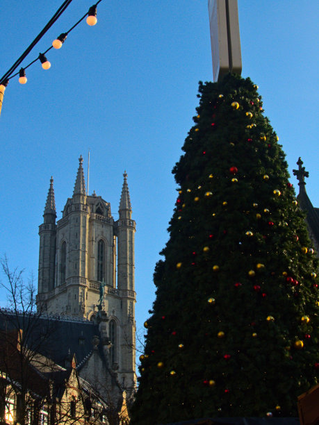 冈德(2022年12月):在节日期间参观美丽的比利时冈德市图片下载