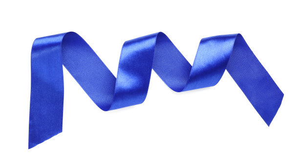 美丽的蓝色缎带孤立在白色，俯视图图片下载