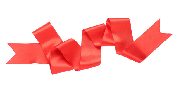 美丽的红色缎带孤立在白色，俯视图图片下载