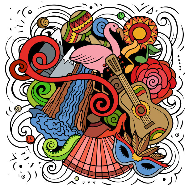 阿根廷手绘卡通涂鸦插图。有趣的设计。图片下载