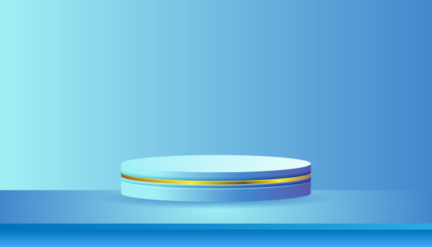三维渲染台座讲台舞台上的蓝色背景展示工作室产品化妆品图片下载