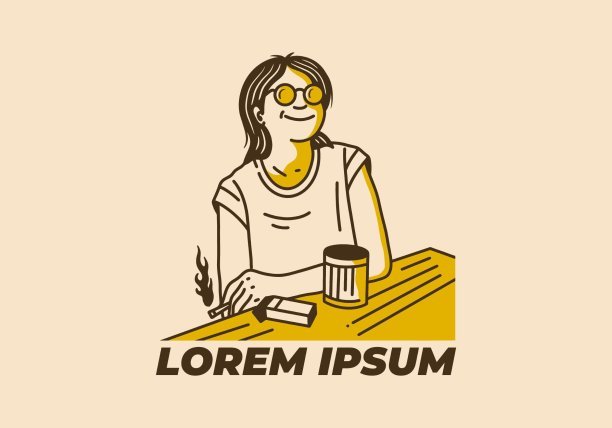 一个拿着香烟的女人的插图图片下载