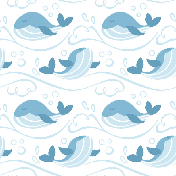 深海里可爱的鲸鱼。海浪和水花。图片下载