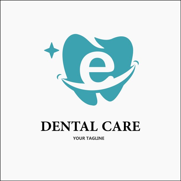 首字母与牙齿和微笑图标为牙科保健和牙科诊所，牙科业务标志创意模板图片下载