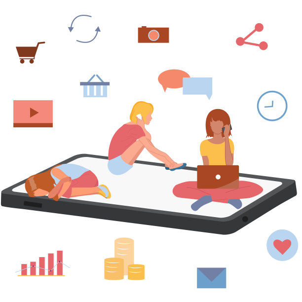 人们在使用电话。互联网上的信息。矢量。图片下载