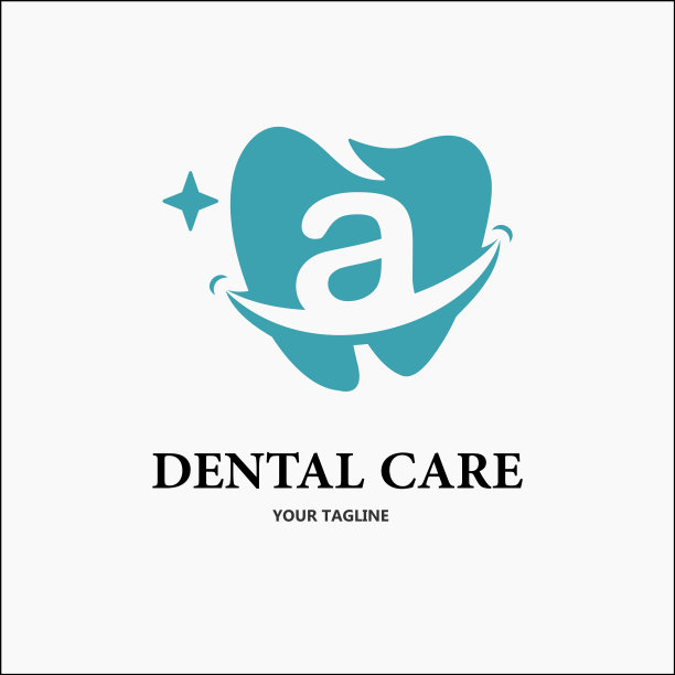 首字母a与牙齿和微笑图标为牙科保健和牙科诊所，牙科业务标志创意模板图片下载