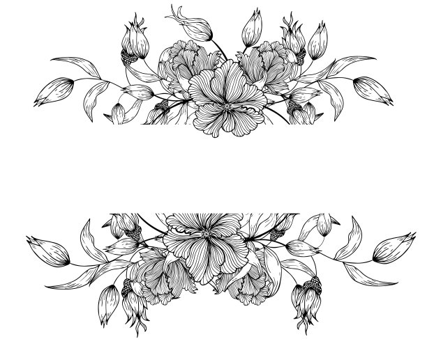 花卉框架与花卉装饰。邀请，背景，横幅，海报，明信片。为文本留出空间。可用于织物或纸张上的印刷。姹紫嫣红，花、草、叶、枝图片下载