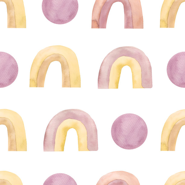 抽象水彩无缝模式与手绘彩虹和泡沫。时尚斯堪的纳维亚风格的托儿所艺术插图。当代艺术图片下载