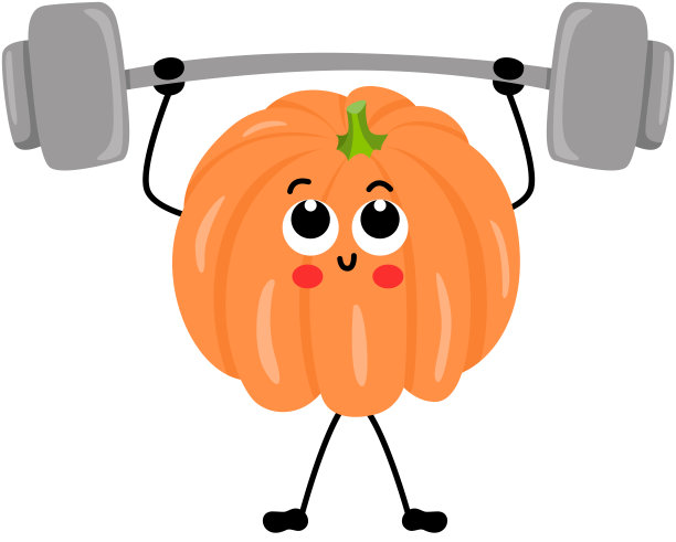 有趣的橙色南瓜吉祥物使健身房图片下载